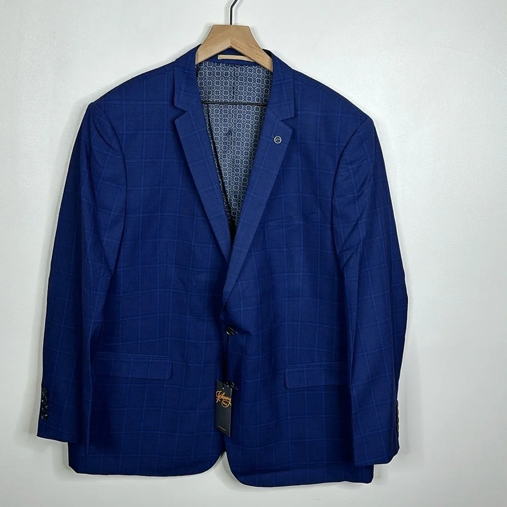 Johnny Bigg Marine Check 2B Suit Jacket Big & Tall Men's Size 48R NWT - Picture 1 of 7